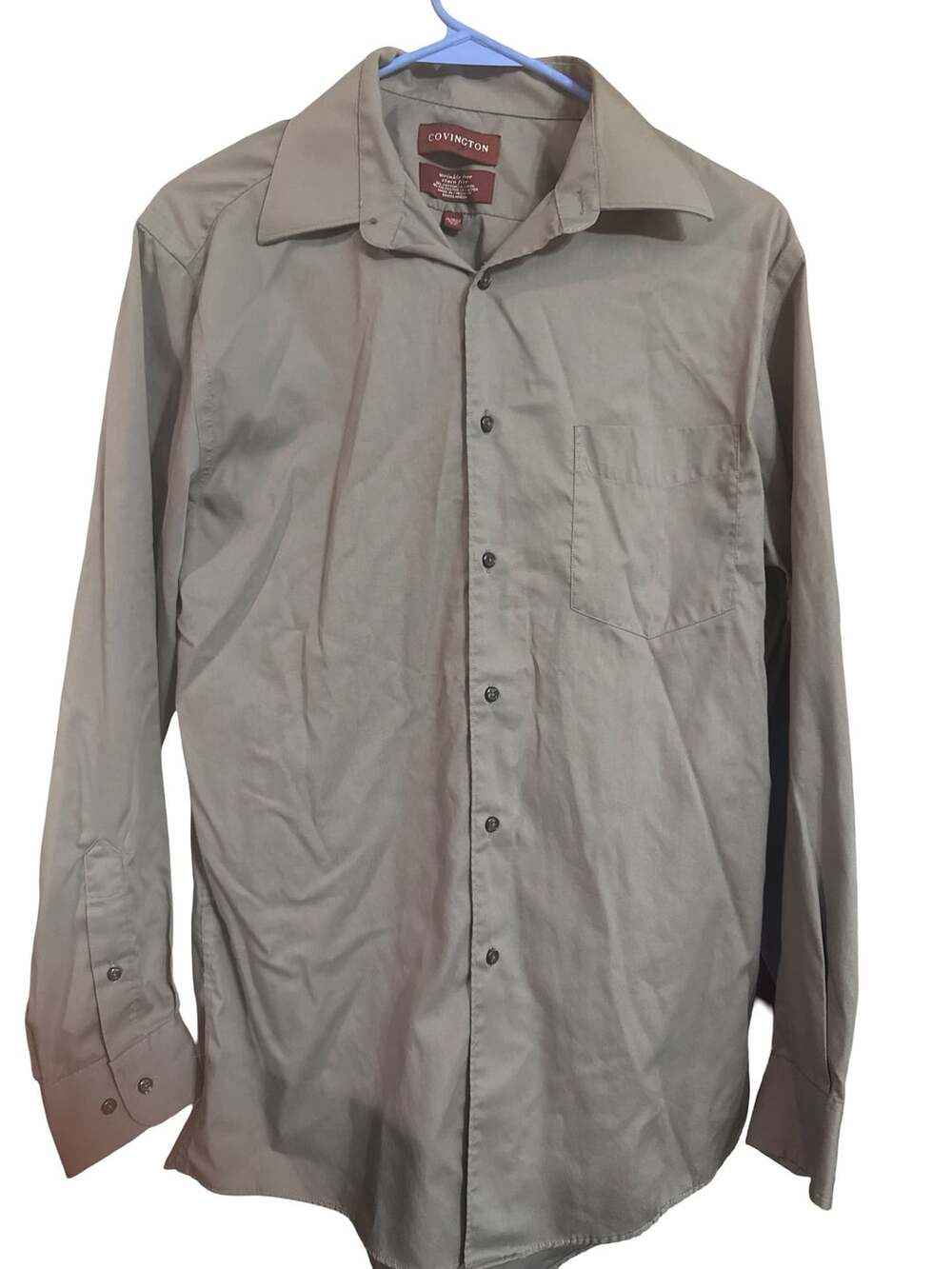 Covington Mens Long Sleeve Wrinkle Free Stain Free Button Down Shirt Gray